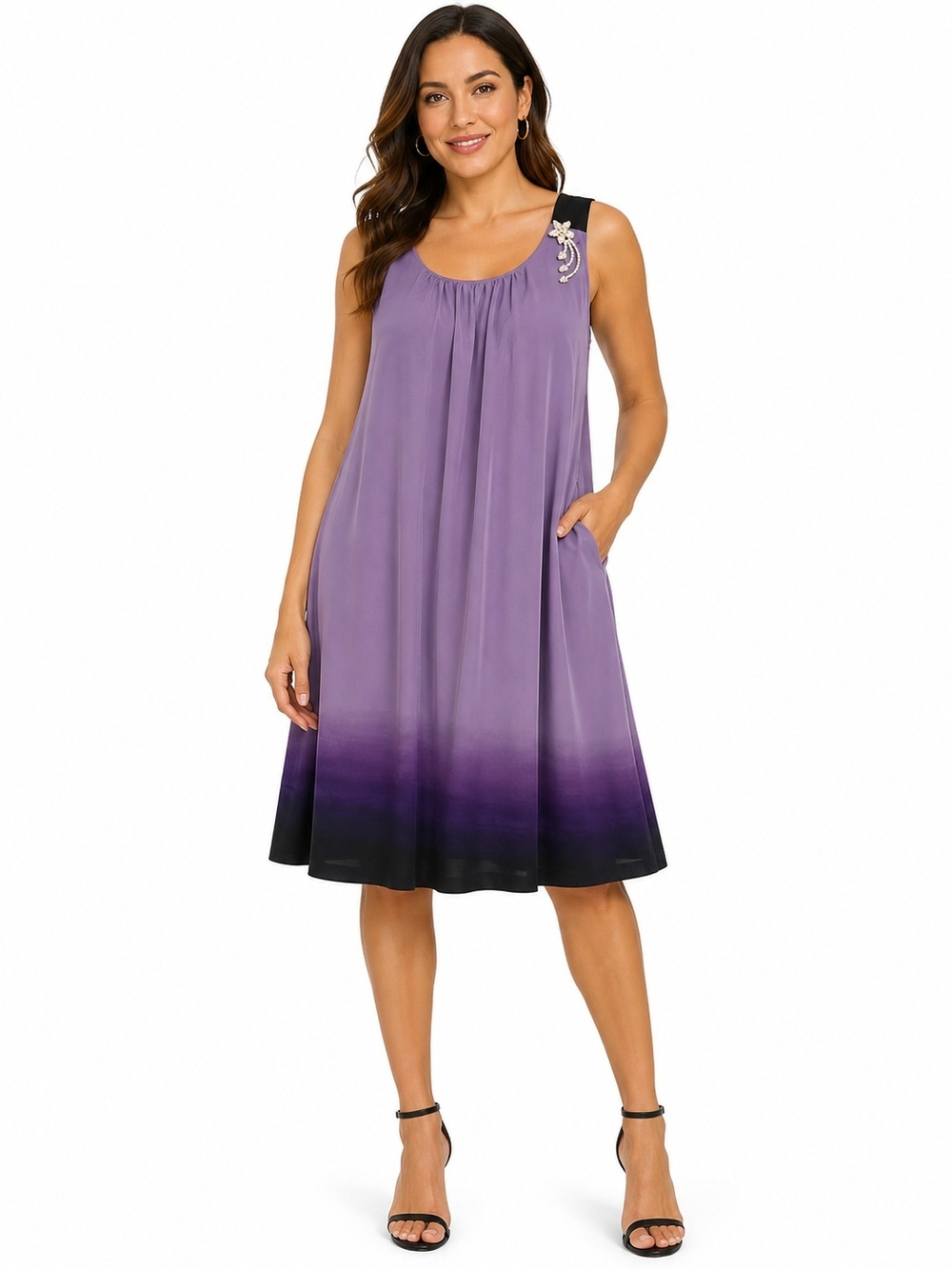 Simply Vera Wang Purple Ombre Sleeveless Swing Dress